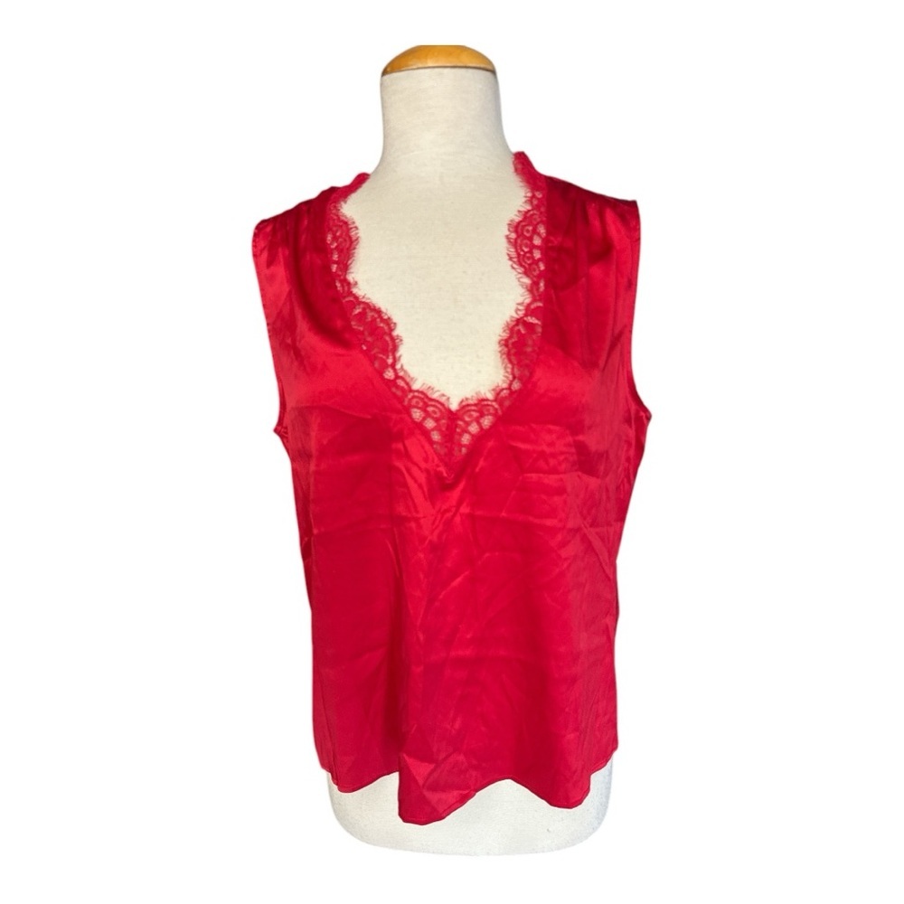NWT GENERATION LOVE CALLIE LACE COMBO TANK SLEEVELESS RED SZ L - Picture 3 of 10